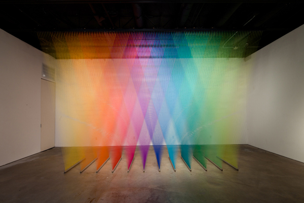 plexus no. 9 + site specific installation at peel gallery + gütermann thread, painted wood and hooks + 25' x 4' x 14' + 2011